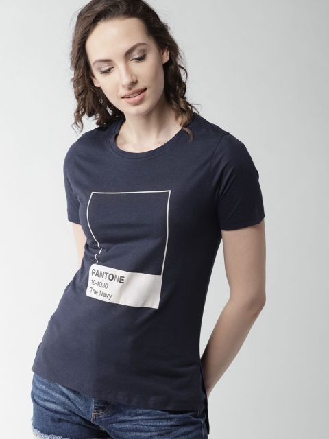 

Mast & Harbour Women Navy Blue Printed Round Neck T-shirt