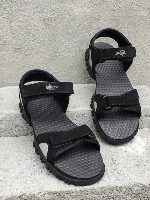 

Roadster Men Black & Silver-Toned Colourblocked Sports Sandals
