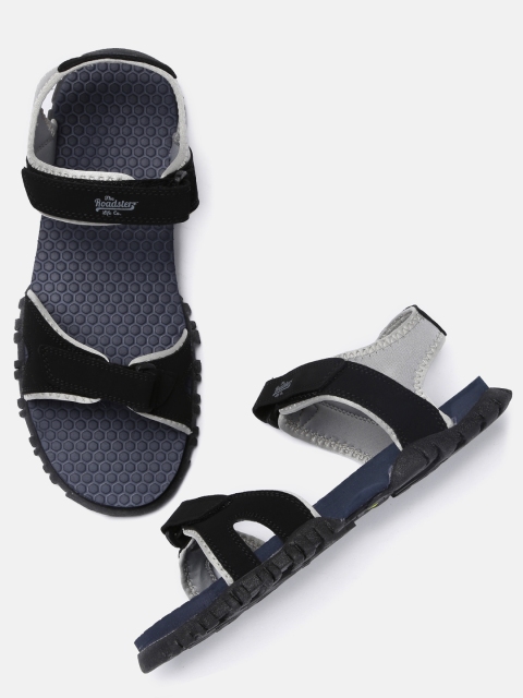 

Roadster Men Black & Grey Sports Sandals