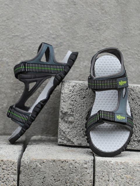 

Roadster Men Grey and Lime Sports Sandals
