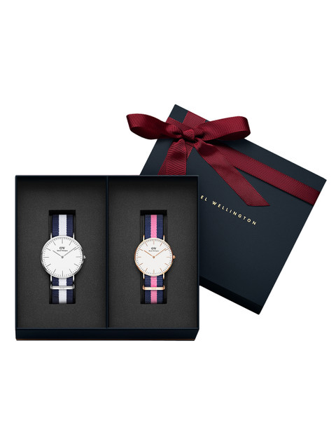 

Daniel wellington Unisex Classic Glasgow Silver 40mm Watch & Winchester Rose Gold 36mm Couple Watch Gift Set DW00500098, White