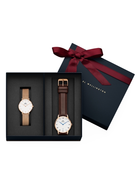 

Daniel Wellington Unisex White & Rose Gold-Toned Watch Gift Set DW00500108