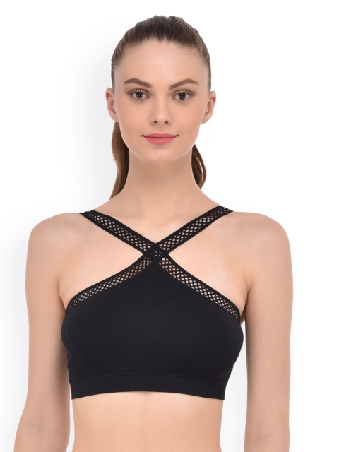 

PrettyCat Black Solid Non-Wired Lightly Padded Bralette Bra