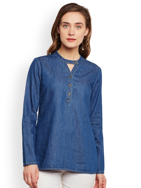 

Nun Women Blue Solid Denim Top