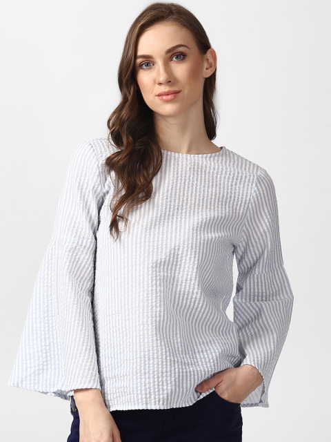 

Nun Women White Striped Styled Back Top