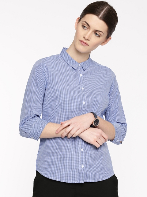 

Arrow Woman Women Blue & White Regular Fit Checked Casual Shirt