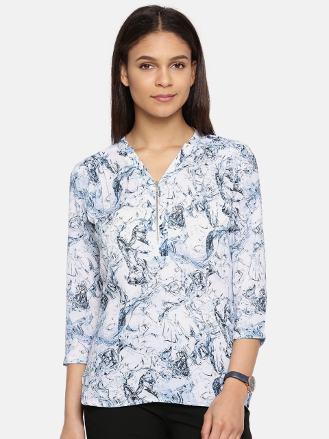 

Arrow Woman Blue Printed Shirt-Style Top