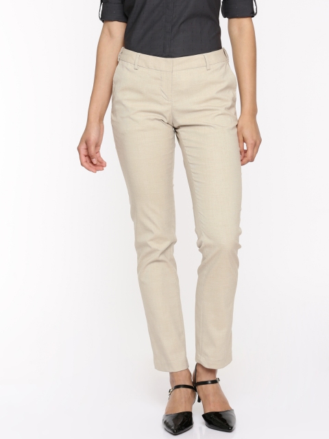 

Arrow Woman Women Beige Original Tapered Fit Self Design Regular Trousers