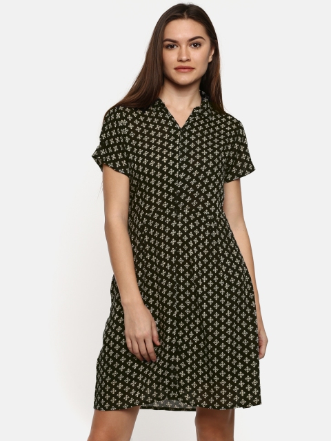 

People Women Black Printed A-Line Dress