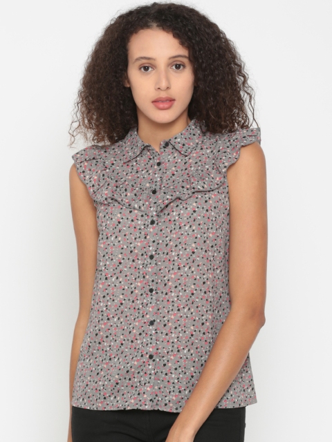 

People Women Taupe Printed Shirt