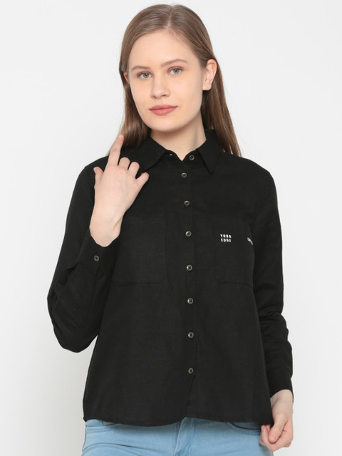 

People Women Black Regular Fit Printed Casual Shirt