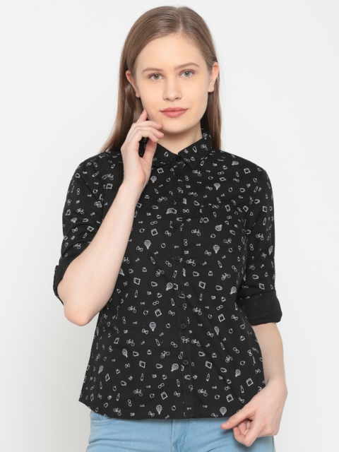 

People Women Black Regular Fit Printed Casual Shirt