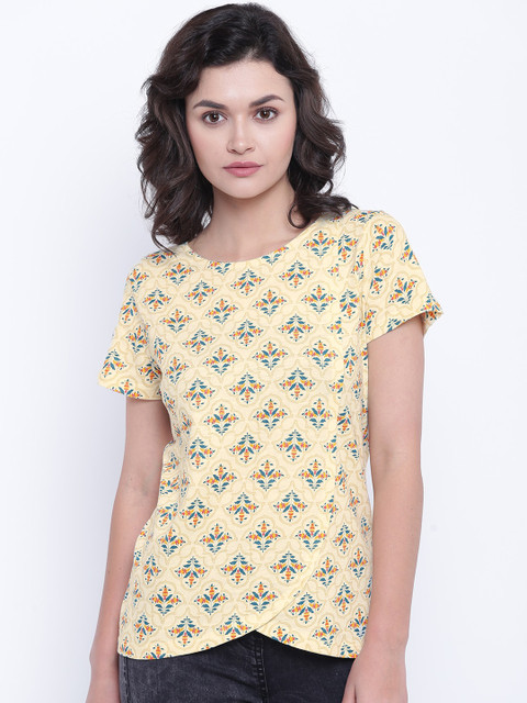 

People Women Beige Printed Top