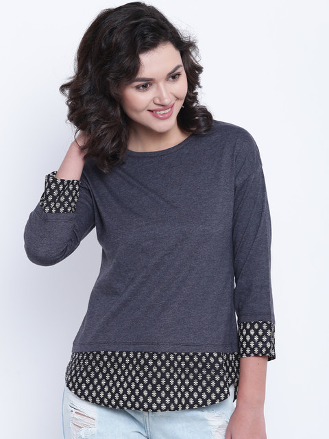 

People Women Grey Solid Top
