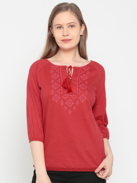 

People Women Red Self-Design Top