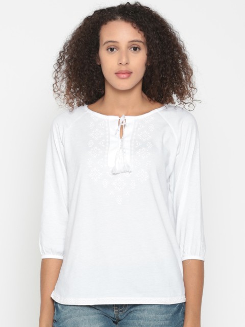 

People Women White Printed Top
