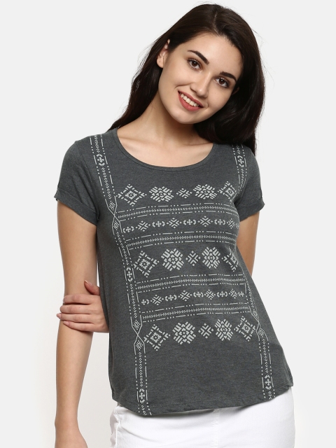 

People Women Grey Printed Top