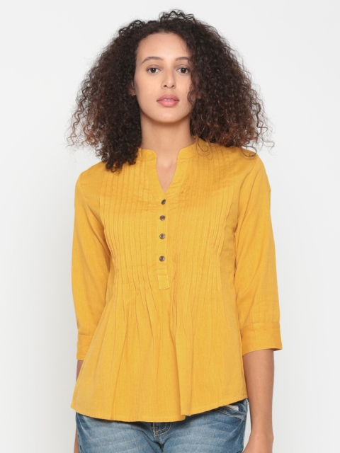 

People Women Mustard Yellow Solid Top