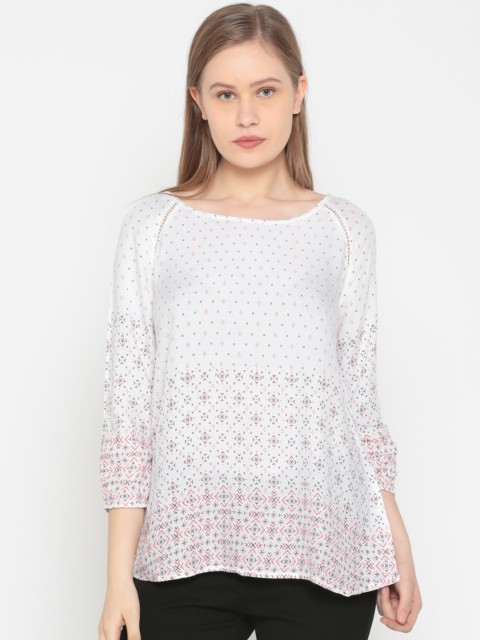 

People Women White Printed Top