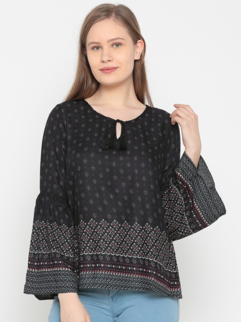 

People Women Black Printed Top