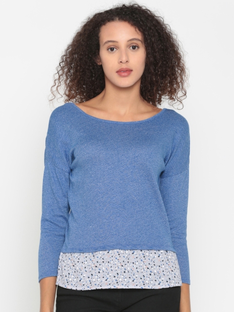

People Women Blue Solid Top