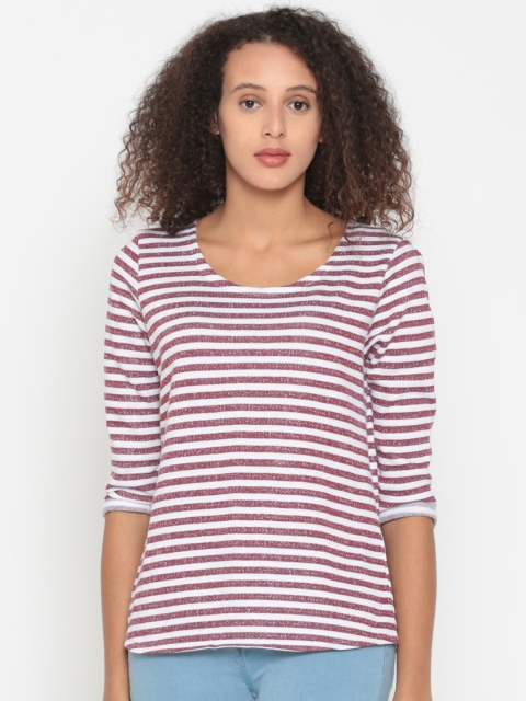 

People Women Burgundy Striped Top