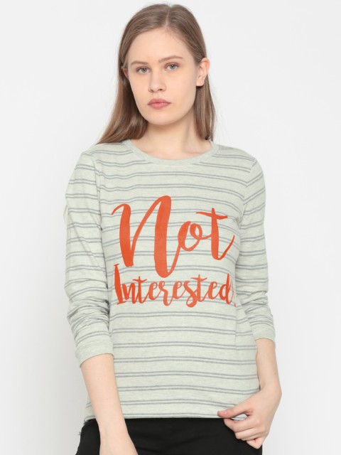 

People Women Grey Striped T-shirt