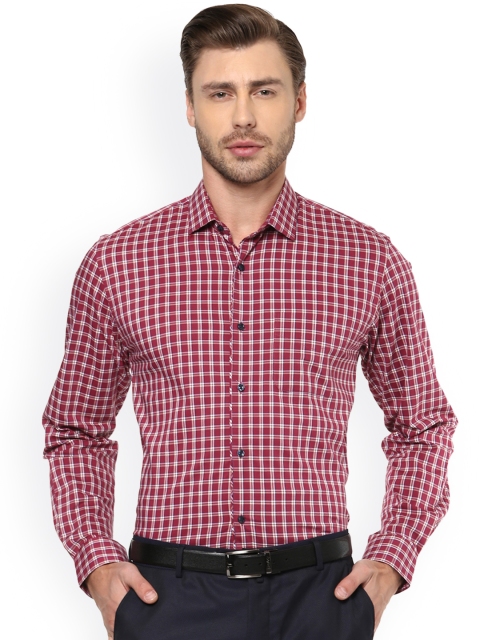 

Peter England Men Red & White Slim Fit Checked Formal Shirt