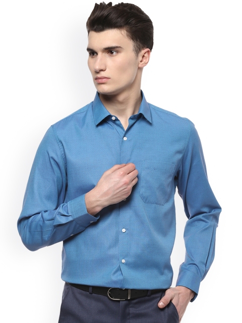

Peter England Men Blue Slim Fit Self Design Formal Shirt