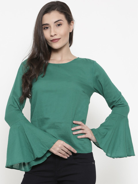 

People Women Green Solid Top