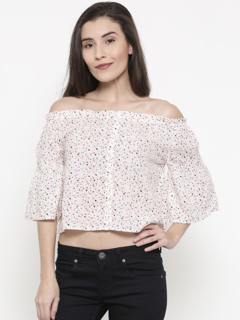 

People Women Off-White Printed Bardot Top