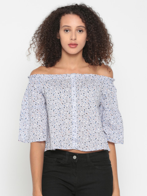 

People Women Lavender Printed Shirt Style Top