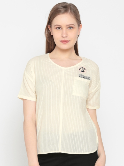

People Women Cream Striped Top