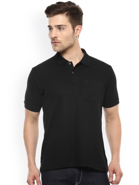 

Peter England Men Black Solid Polo Collar T-shirt