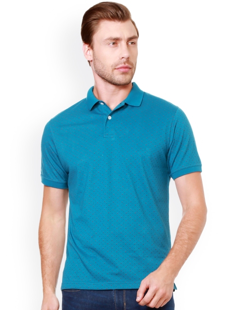 

Peter England Men Blue & Brown Printed Polo Collar T-shirt