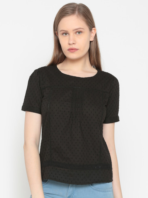 

People Women Black Self Design Top