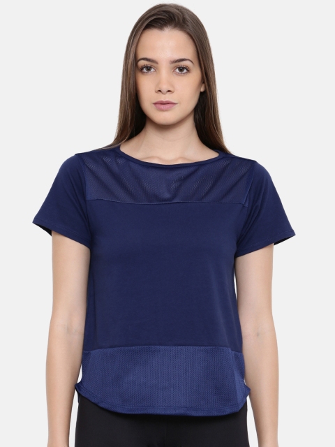 

People Women Blue Solid Semi-Sheer Top