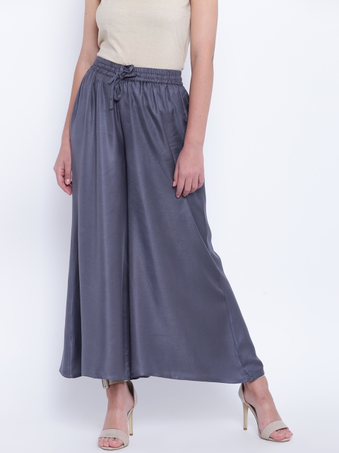

People Women Grey Flared Solid Palazzos