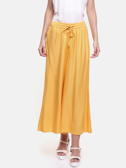 

People Women Yellow Solid Wide Leg Palazzos