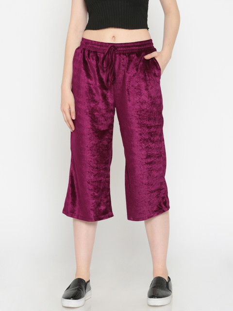 

People Women Magenta Regular Fit Solid Culottes