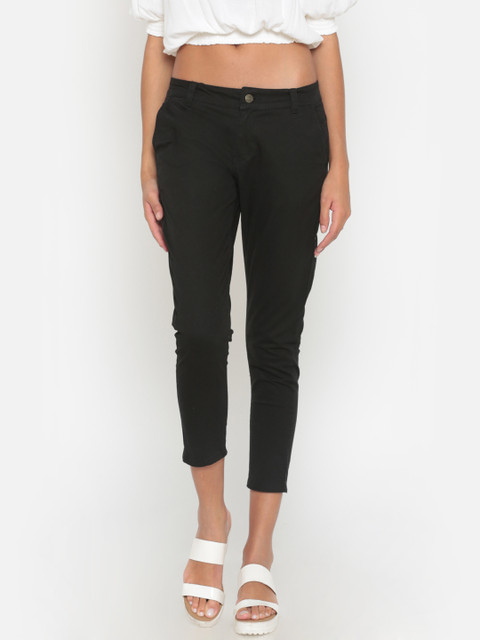 

People Women Black Slim Fit Solid Trouser