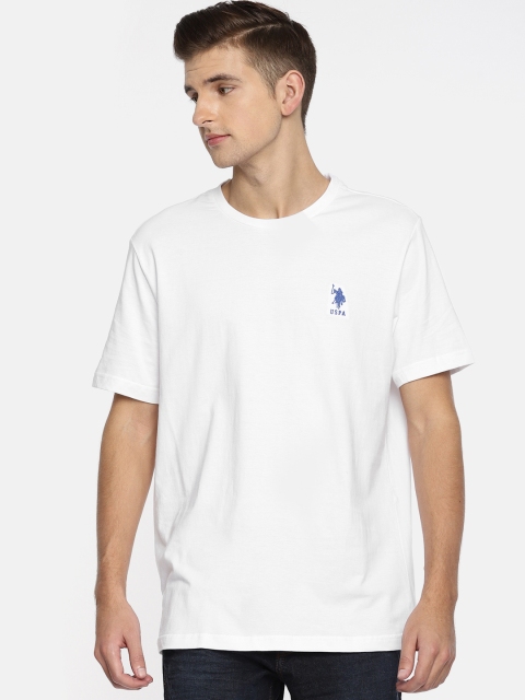 

U.S. Polo Assn. Men White Solid Round Neck T-shirt