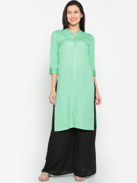 

Span Women Green Solid A-Line Kurta