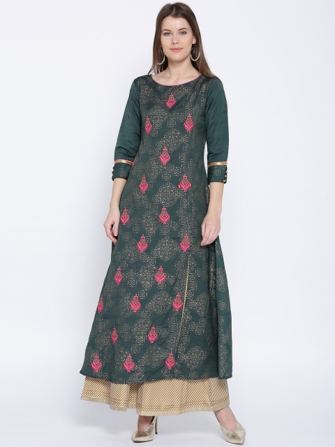 

Span Women Green Printed A-Line Kurta