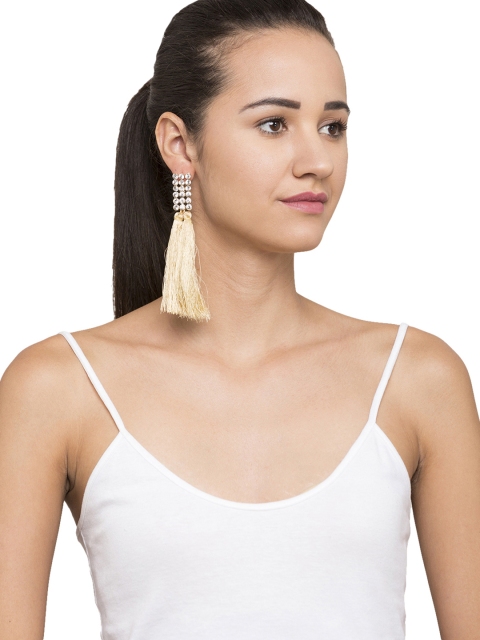 

Pipa Bella Beige & Gold-Toned Contemporary Drop Earrings