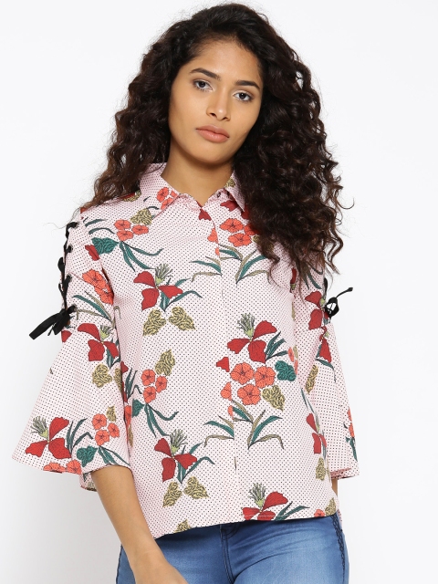 

Madame Women Pink & Maroon Floral Print Casual Shirt