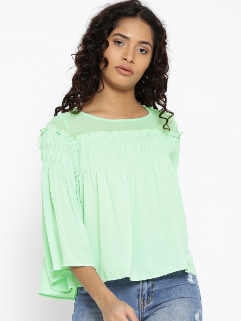 

Madame Women Green Solid A-Line Top