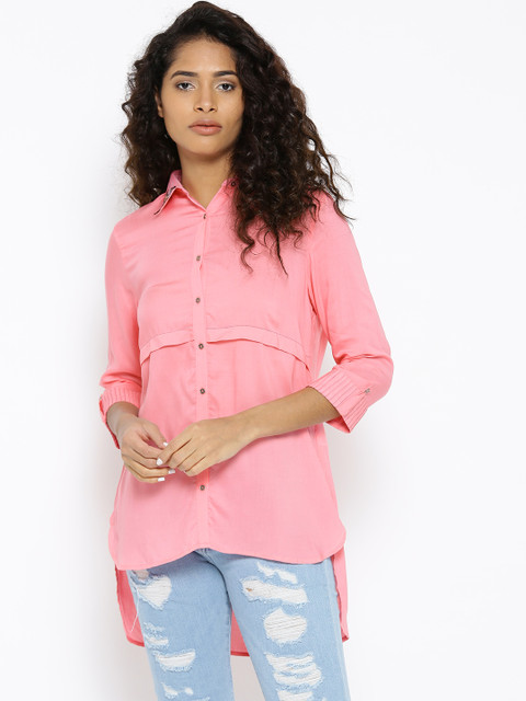 

Madame Women Pink Solid Casual Shirt