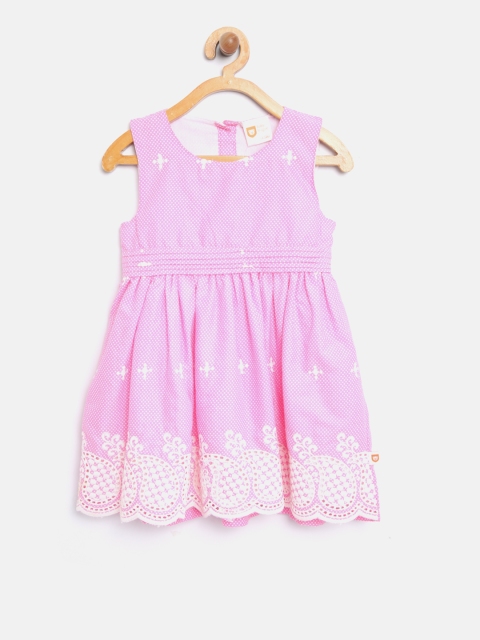 

612 league Girls Pink Embroidered Fit & Flare Dress