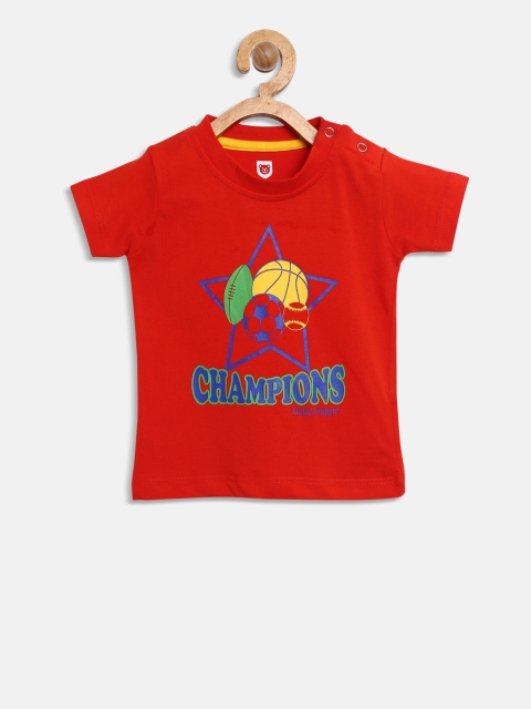 

Baby League Boys Red Printed Round Neck T-shirt